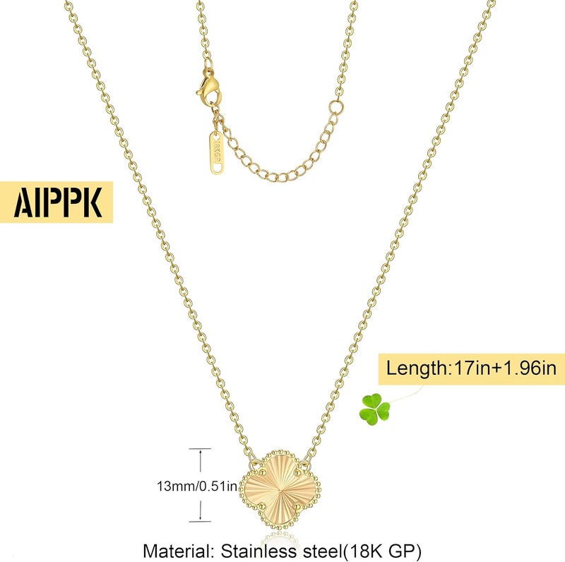 AIPPK Clover Pendant Necklace for Women 18K Gold Plated Four Leaf Clover Necklaces Lucky Simple Jewelry Gifts for Women - Image 2